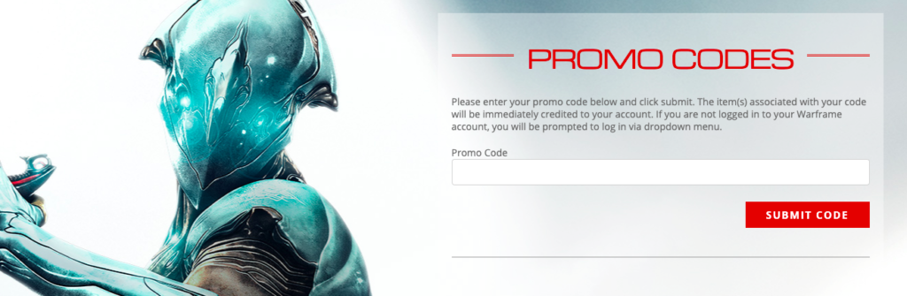 Warframe Promo Codes screen