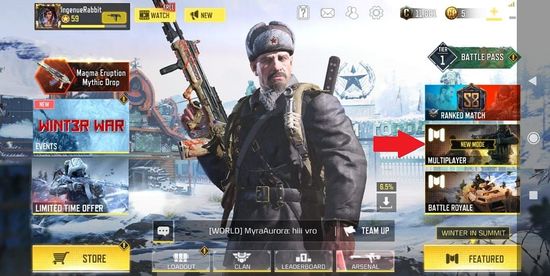 Tap Multiplayer for How to 1v1 in COD Mobile